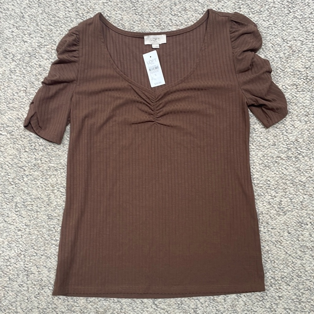 Loft short sleeve brown top size s